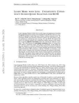 Learn More with Less: Uncertainty Consistency Guided Query Selection for RLVR