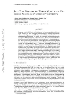 Test-Time Mixture of World Models for Embodied Agents in Dynamic Environments