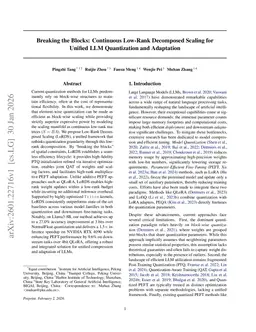 Breaking the Blocks: Continuous Low-Rank Decomposed Scaling for Unified LLM Quantization and Adaptation