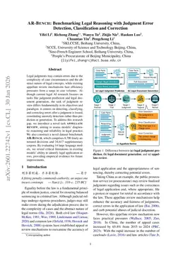 AR-BENCH: Benchmarking Legal Reasoning with Judgment Error Detection, Classification and Correction