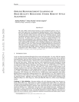 Offline Reinforcement Learning of High-Quality Behaviors Under Robust Style Alignment