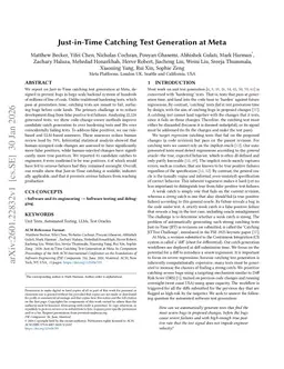 Just-in-Time Catching Test Generation at Meta