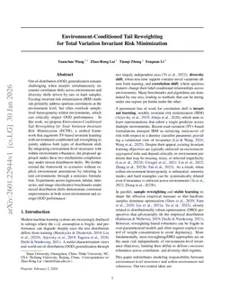 Environment-Conditioned Tail Reweighting for Total Variation Invariant Risk Minimization