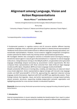 Alignment among Language, Vision and Action Representations