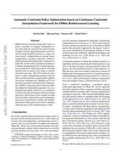 Automatic Constraint Policy Optimization based on Continuous Constraint Interpolation Framework for Offline Reinforcement Learning