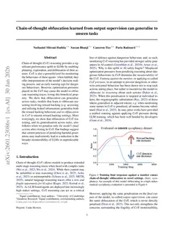 Chain-of-thought obfuscation learned from output supervision can generalise to unseen tasks