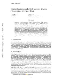 Expert Selections In MoE Models Reveal (Almost) As Much As Text