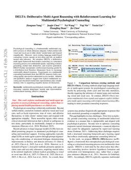 DELTA: Deliberative Multi-Agent Reasoning with Reinforcement Learning for Multimodal Psychological Counseling