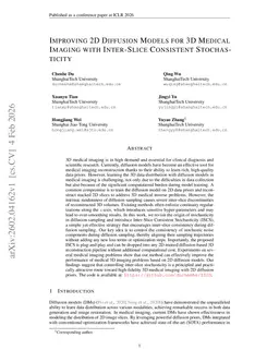 Improving 2D Diffusion Models for 3D Medical Imaging with Inter-Slice Consistent Stochasticity