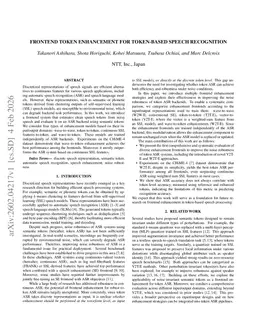 Frontend Token Enhancement for Token-Based Speech Recognition