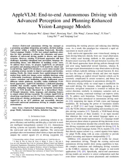 AppleVLM: End-to-end Autonomous Driving with Advanced Perception and Planning-Enhanced Vision-Language Models