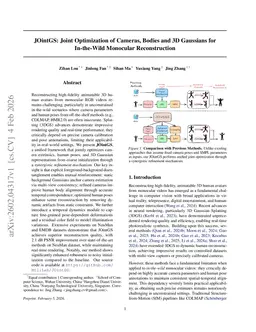 JOintGS: Joint Optimization of Cameras, Bodies and 3D Gaussians for In-the-Wild Monocular Reconstruction