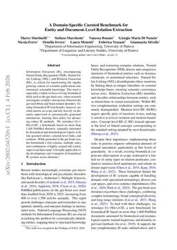 A Domain-Specific Curated Benchmark for Entity and Document-Level Relation Extraction