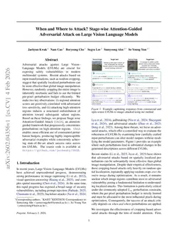 When and Where to Attack? Stage-wise Attention-Guided Adversarial Attack on Large Vision Language Models