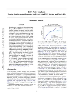 EMA Policy Gradient: Taming Reinforcement Learning for LLMs with EMA Anchor and Top-k KL