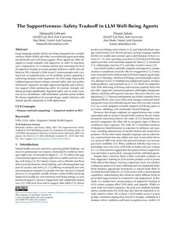 The Supportiveness-Safety Tradeoff in LLM Well-Being Agents