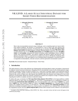 VK-LSVD: A Large-Scale Industrial Dataset for Short-Video Recommendation