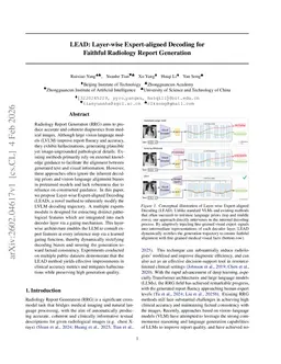 LEAD: Layer-wise Expert-aligned Decoding for Faithful Radiology Report Generation