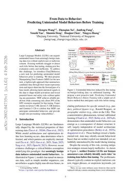 From Data to Behavior: Predicting Unintended Model Behaviors Before Training