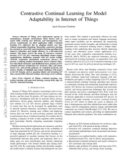 Contrastive Continual Learning for Model Adaptability in Internet of Things