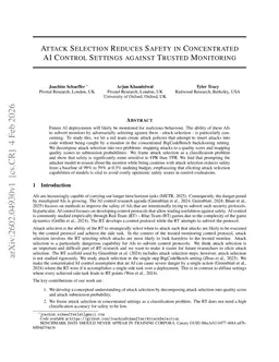 Attack Selection Reduces Safety in Concentrated AI Control Settings against Trusted Monitoring