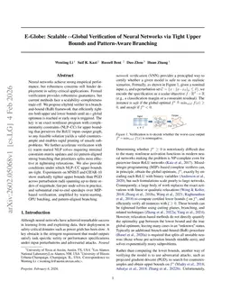 E-Globe: Scalable $ε$-Global Verification of Neural Networks via Tight Upper Bounds and Pattern-Aware Branching