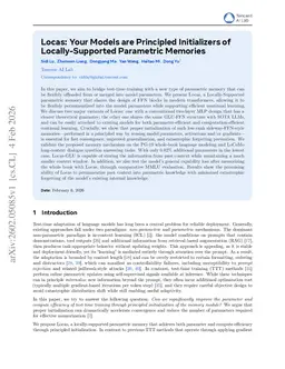 Locas: Your Models are Principled Initializers of Locally-Supported Parametric Memories