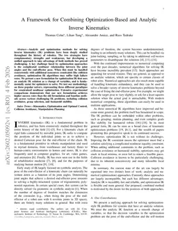 A Framework for Combining Optimization-Based and Analytic Inverse Kinematics