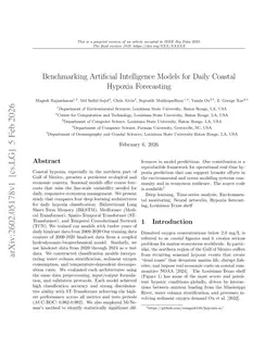 Benchmarking Artificial Intelligence Models for Daily Coastal Hypoxia Forecasting