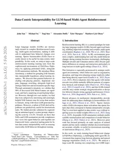 Data-Centric Interpretability for LLM-based Multi-Agent Reinforcement Learning