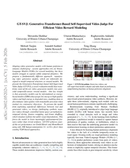 GT-SVJ: Generative-Transformer-Based Self-Supervised Video Judge For Efficient Video Reward Modeling