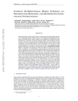 Faithful Bi-Directional Model Steering via Distribution Matching and Distributed Interchange Interventions