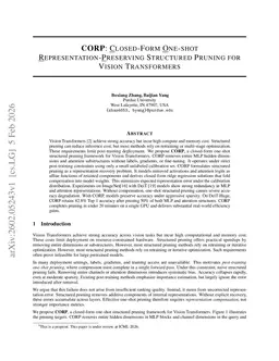 CORP: Closed-Form One-shot Representation-Preserving Structured Pruning for Vision Transformers