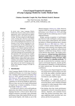 Cross-Lingual Empirical Evaluation of Large Language Models for Arabic Medical Tasks