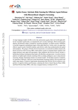 Spider-Sense: Intrinsic Risk Sensing for Efficient Agent Defense with Hierarchical Adaptive Screening