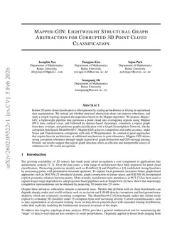 Mapper-GIN: Lightweight Structural Graph Abstraction for Corrupted 3D Point Cloud Classification