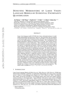 Detecting Misbehaviors of Large Vision-Language Models by Evidential Uncertainty Quantification