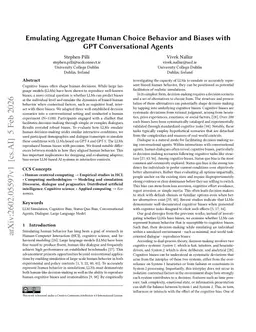 Emulating Aggregate Human Choice Behavior and Biases with GPT Conversational Agents