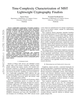 Time-Complexity Characterization of NIST Lightweight Cryptography Finalists