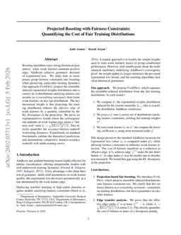 Projected Boosting with Fairness Constraints: Quantifying the Cost of Fair Training Distributions