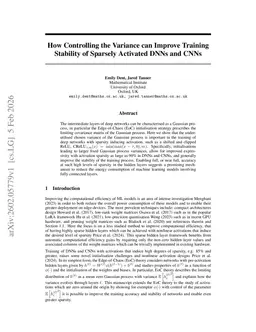 How Controlling the Variance can Improve Training Stability of Sparsely Activated DNNs and CNNs