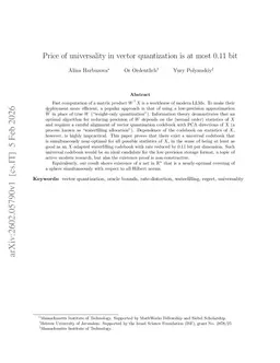 Price of universality in vector quantization is at most 0.11 bit