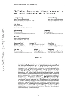 CLIP-Map: Structured Matrix Mapping for Parameter-Efficient CLIP Compression