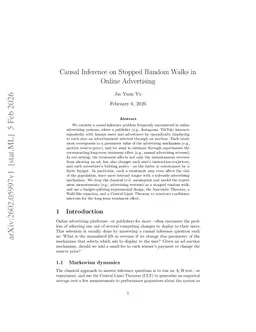 Causal Inference on Stopped Random Walks in Online Advertising