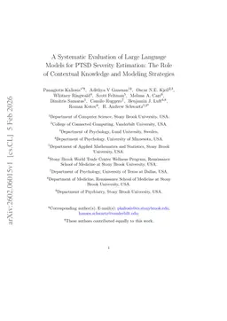 A Systematic Evaluation of Large Language Models for PTSD Severity Estimation: The Role of Contextual Knowledge and Modeling Strategies