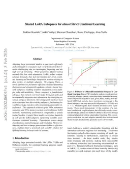 Shared LoRA Subspaces for almost Strict Continual Learning