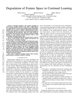 Degradation of Feature Space in Continual Learning