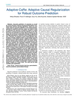 Adaptive-CaRe: Adaptive Causal Regularization for Robust Outcome Prediction