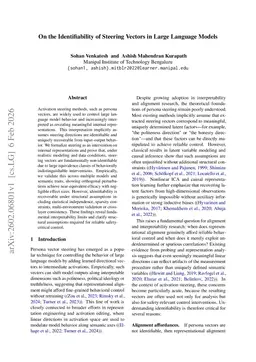 On the Identifiability of Steering Vectors in Large Language Models