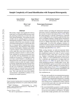 Sample Complexity of Causal Identification with Temporal Heterogeneity